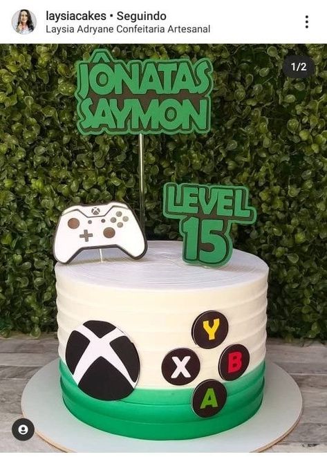 Game On Cake Ideas, Xbox Gamer Birthday Cake, Birthday Cake Video Games, Gamer Party Cake Ideas, Video Games Birthday Cake, Gaming Cake Ideas For Men, Level 10 Birthday Cake, Video Game Cupcake Cake, Video Game Birthday Cake Ideas