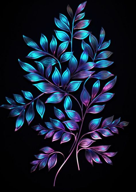 Neon tropical leaves pattern accessories creativity. | premium image by rawpixel.com / Darakoon Jaktreemongkol Neon Plants, Black Background Pattern, Aesthetic Tree, Space Kids, Bond Paper Design, Tropical Leaves Pattern, Neon Flowers, Bond Paper, Plant Aesthetic