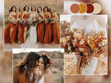 Terracotta Wedding Colors: Terracotta, a rich and earthy shade of orange-brown, has become a popular choice for weddings in recent years. This warm and inviting color can add a touch of rustic elegance to your special day. If you're considering incorporating terracotta into your wedding colors and decorations, here are some ideas to inspire you. Wedding Decorations:- Table Settings: Use terracotta-colored table linens or table runners to create a warm and cozy atmosphere. Pair them with ... Terracotta Wedding Theme, Terracotta Wedding Colors, Wedding Decorations Table Settings, Colored Table, Taupe Wedding, Rustic Wedding Colors, Gold Wedding Colors, Mauve Wedding, Terracotta Wedding