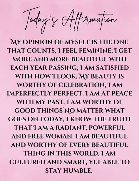 Embrace your worth with this powerful self-love affirmation! Remind yourself daily of your strength, beauty, and unique value. Save this pin to keep these empowering words close, and start each day with positivity and confidence. 💖 #SelfLove #Affirmations #PositiveMindset #SelfCare Self Worth Affirmations, Worth Affirmations, Self Esteem Affirmations, I Know The Truth, Remind Yourself, Empowering Words, I Am Beautiful, Stay Humble, I Am Worthy