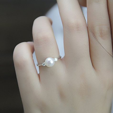 Pearl Ring ($20) | 26 Stunning Engagement Rings That Cost Under $50 | POPSUGAR Smart Living Photo 10 Cheap Wedding Rings, June Birthstone Ring, Traditional Engagement Rings, Cubic Zirconia Engagement Rings, Custom Wedding Rings, Stunning Engagement Ring, Rhinestone Ring, Eternity Ring Diamond, June Birth Stone