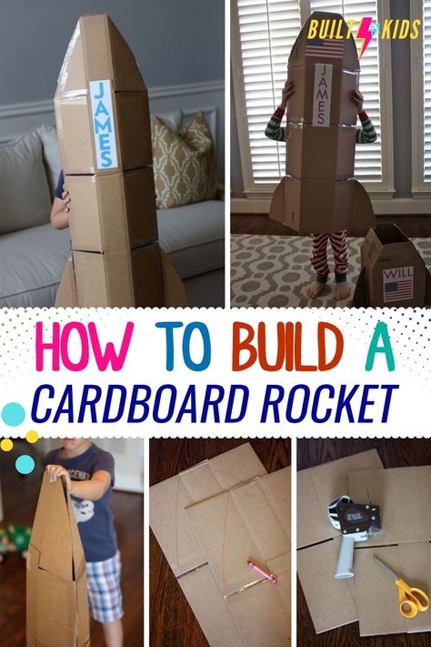 A cardboard rocket will definitely excite the young ones. Here's a guide that's easy to follow with your kids. Click to continue! Homemade Rocket Ship, Cardboard Rocket Ship Diy, How To Make A Rocket Ship, Cardboard Rocket Ship, Diy Rocket Ship Cardboard, Diy Rocket Ship, How To Make A Rocket, Rocket Ship Craft, Spaceship Craft