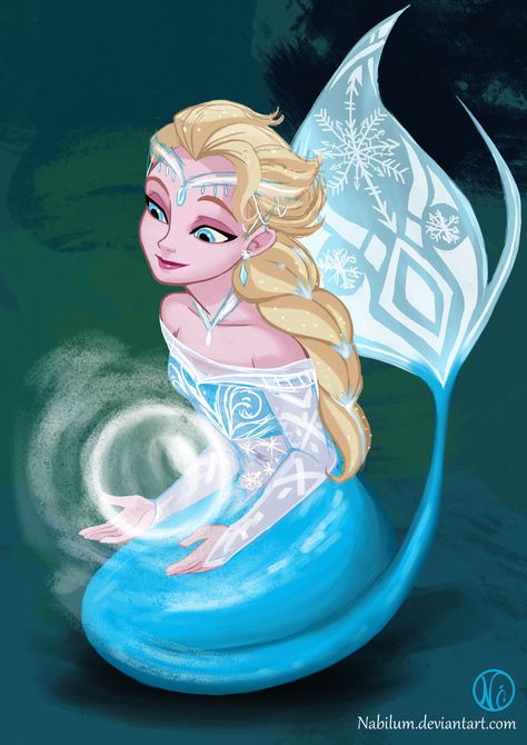 Elsa as an Ice Mermaid... Wouldn't that suck though? Being a mermaid in WATER and having ICE powers?! Elsa Mermaid, Wish Disney, Frozen Bubbles, Disney Mignon, Princesas Disney Anime, Animation Disney, Images Disney, Karakter Disney, Film Disney