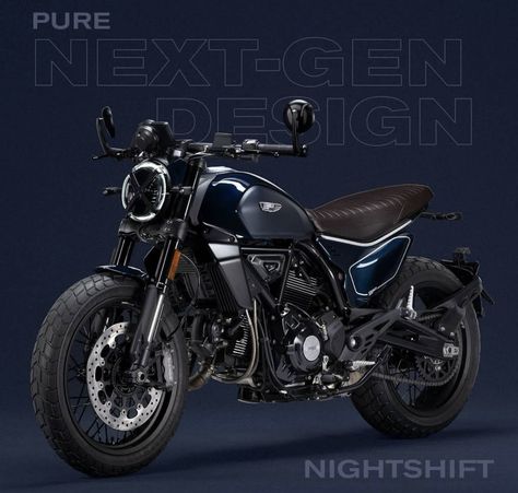 Embrace your elegant side with the Next-Gen Nighshift. Discover more: https://ducat.it/Nightshift #NextGenFreedom #Ducati #ScramblerDucati #Nightshift Ducati Scrambler Nightshift, Dream Bike, Motorcycle Aesthetic, Pretty Bike, Ducati Scrambler, Bike Riding, Night Shift, Scooters, Bike Ride