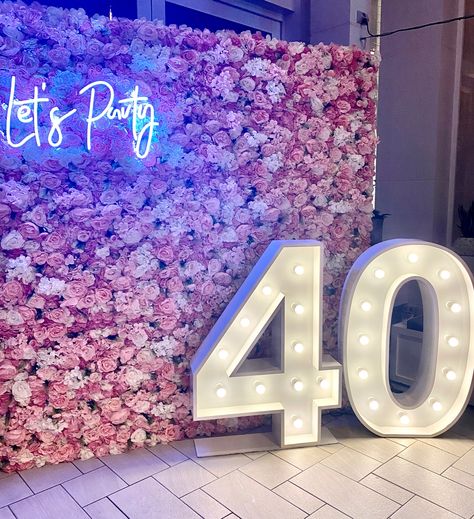 21 Birthday Flower Backdrop, Flower Backdrop For Birthday Party, Let’s Party Backdrop, Birthday Flower Backdrop Ideas, Flower Wall Backdrop Birthday, Flower Wall Photo Backdrops, 40 Birthday Backdrop Ideas, 40th Birthday Photo Backdrop, Flower Wall Birthday Party