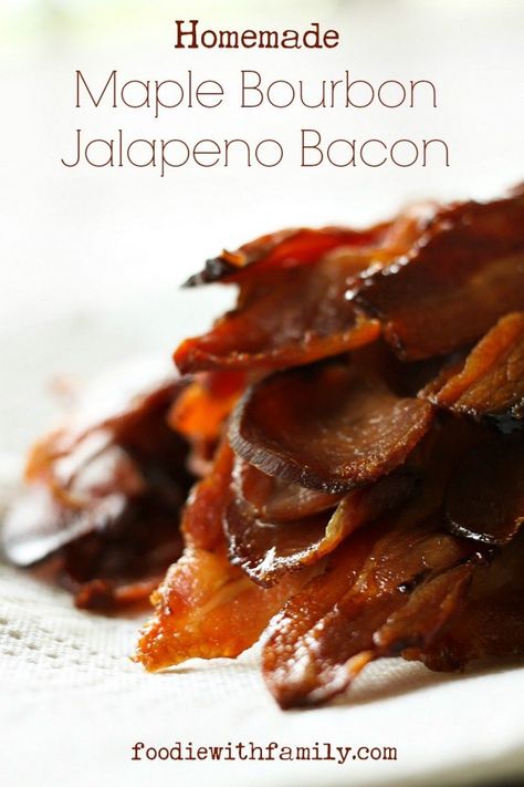 Homemade Maple Bourbon Jalapeno Bacon + #PorkBucketList $500 Giveaway! Candied Bacon Recipe, Jalapeno Bacon, Pig Candy, Bourbon Recipes, Maple Bourbon, Bacon Appetizers, Bacon Recipe, Stuffed Jalapenos With Bacon, Candied Bacon