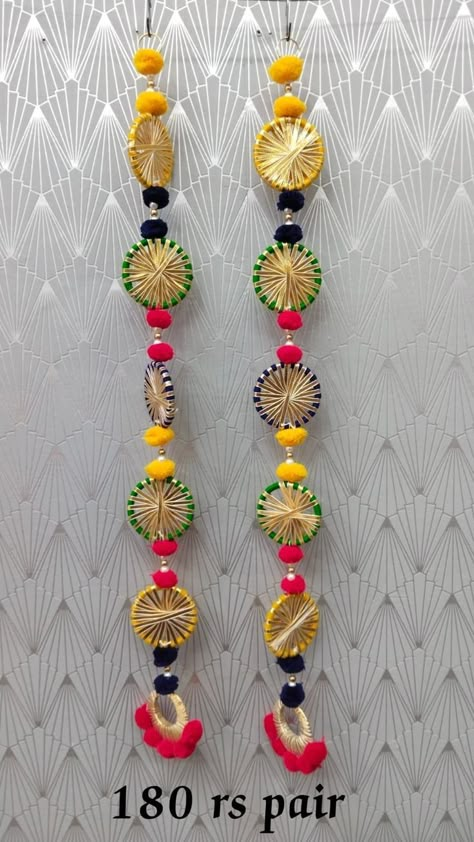 Latkan For Decoration, Side Door Hanging For Diwali, Latkan For Diwali Decoration, Rajasthani Craft Handmade, Diwali Latkans, Door Side Hangings Toran, Toran Ideas Doors, Rajasthani Decoration, Diwali Hangings