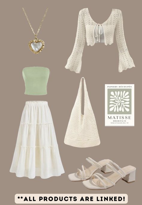 White Maxi Skirt Outfit Summer, Outfits Aesthetic Modest, Muslim Modest Outfits, Fits Skirt, White Skirt Outfit Summer, Tie Front Top Outfit, Modest Outfits Aesthetic, White Maxi Skirt Outfit, Flowy Outfits