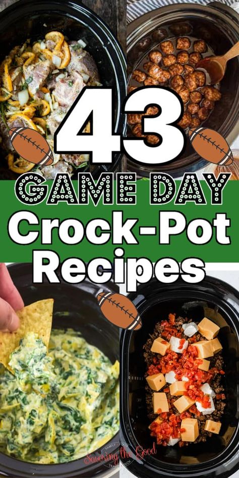 Super Bowl Crockpot Ideas, Football Sunday Dinner Ideas Crock Pot, Crockpot Recipes Superbowl, Crockpot Meals For Football Games, Best Football Crockpot Recipes, Football Sunday Meals Crock Pot, Football Sunday Food Crock Pots, Game Day Appetizers Crock Pots, Football Party Crockpot Food