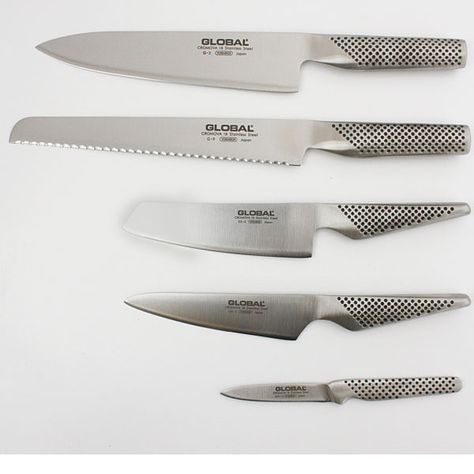 A fine set of knives by Global.  http://www.global-knife.com Kitchen Cleaning Checklist, Best Kitchen Knife Set, Global Knives, Best Kitchen Knives, Japanese Kitchen Knives, Kitchen Knife Set, Kitchen Kit, Japanese Kitchen, Kitchen Cutlery