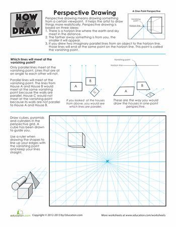 How to Draw - Tutorial: Lessons in Perspective for Comic / Manga Panel Design Reference How To Draw Perspective, Draw Perspective, Perspective Lessons, Classe D'art, Art Handouts, Draw Tutorial, Art Lessons Middle School, Art Worksheets, Perspective Art