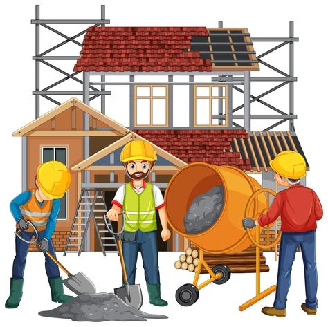 Free Vector | Isolated construction site with workers Engineer Cartoon, Handyman Logo, Construction Images, Summer Sale Banner, Yellow Business Card, House Under Construction, Joker Playing Card, Construction Business Cards, Business Cards Layout