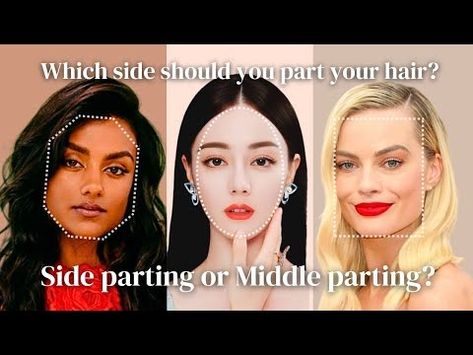 Hair Part Theory - Find the Best Hair Part for Your Face Shape & Features | Middle or Side Parting? - YouTube Styling Side Part Hair, Side Or Middle Part Hair, Hair Parting For Face Shape, How To Side Part Your Hair, Hair Parts For Face Shape, Middle Part Vs Side Part, Hair Theory, Middle Hair, Middle Part Hairstyles