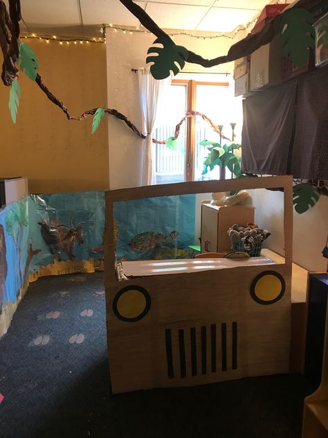 Safari dramatic play area Safari Dramatic Play Preschool, Zoo Dramatic Play, Fake Animals, Dramatic Play Area, Dramatic Play Preschool, Pre K Activities, Safari Theme, Play Area, Dramatic Play