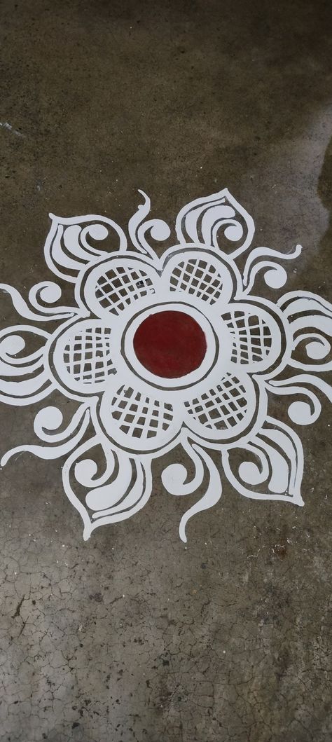 Easy Alpona Designs, Pulli Kolam Design, Rice Rangoli, Pulli Kolam, Alpona Design, Easy Rangoli Designs Diwali, Vishnu Wallpapers, Diwali Decorations At Home, Big Rangoli