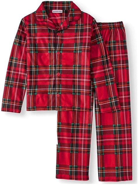 Create new holiday traditions this year with these cute Christmas pajamas! These pjs feature a beautiful red plaid pattern. Your little one will love showing off their new pajamas!  #amazon #shopamazon #yankeetoybox #redplaid #clearance Cute Christmas Pajamas, Flannel Coat, Boys Sleepwear, Holiday Plaid, Christmas Pajama Set, Coat Style, Christmas Plaid, Boys Plaid, Christmas Pjs