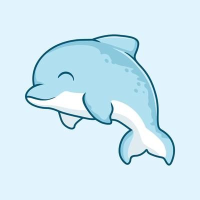 Dolphin Cute Drawing, Lumba Lumba Art, Dolphin Character Design, Sea Life Art Drawing, Cute Dolphin Drawing, Sea Fish Illustration, Cute Fish Illustration, Cartoon Ocean Animals, Drawing Dolphin