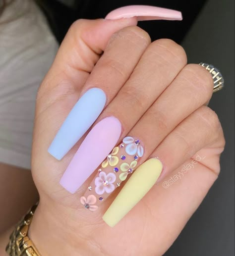 Stilleto Nails Designs Spring, Spring Nails Acrylic Coffin Long, Mint Nails, Spring Acrylic Nails, Romantic Nails, Long Acrylic Nails Coffin, Easter Nails, Pink Acrylic Nails, Pastel Nails