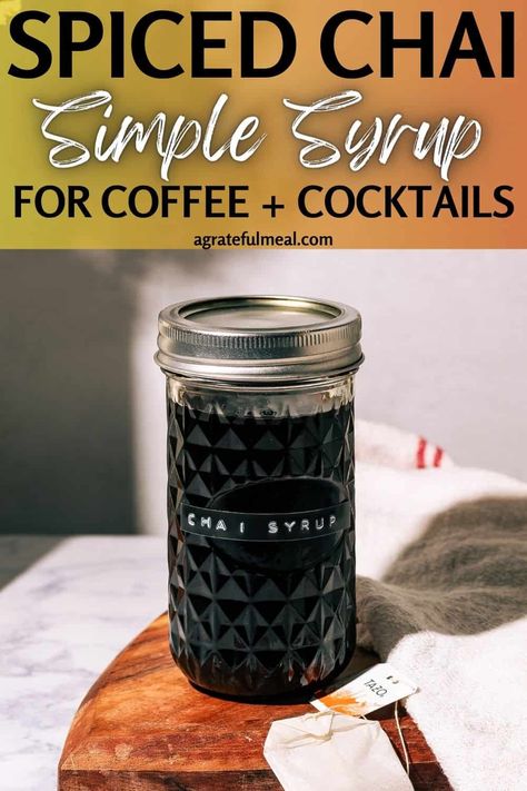 This chai simple syrup is perfect for adding a festive touch to your holiday cocktails. Made with warm spices like cinnamon, cardamom, and cloves, it adds a delicious flavor to any drink. Use it to make chai lattes, chai martinis, or even add a splash to your hot chocolate. This simple syrup recipe is easy to make and will elevate your holiday drinks to the next level. Chai Simple Syrup, Chai Syrup Recipe, Holiday Vodka Cocktails, Simple Syrup Recipe, Homemade Chai, Simple Syrups, Winter Cocktails Recipes, Spiced Chai, Rosemary Simple Syrup