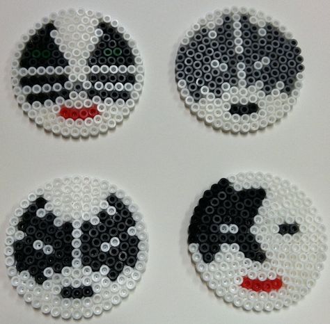 Perler Bead Kiss Coasters by thewiredslain.deviantart.com on @deviantART Melty Bead Designs, Christmas Perler Beads, Perler Creations, Melty Bead Patterns, Fuse Bead Patterns, Hama Beads Design, Perler Bead Templates, Diy Perler Bead Crafts, Perler Crafts