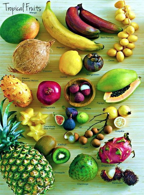 Tropical Fruit Garden Design, Tropical Diet, African Fruits, Caribbean Fruits, Tropical Permaculture, Tropical Fruit Photography, Tropical Fruit Recipes, Fruitarian Diet, Fiji Travel