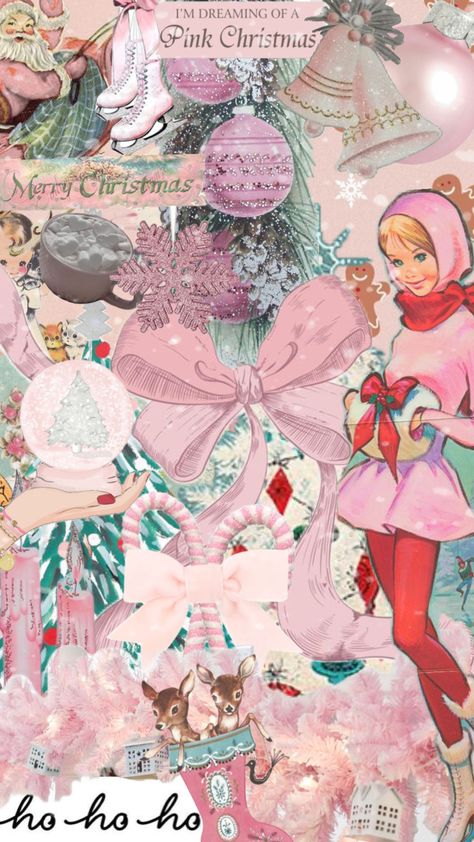 #christmas #pink #pinkaesthetic #vintage #vintageaesthetic #retro #christmasaesthetic Pink Christmas Vintage Aesthetic, 2000s Christmas Wallpaper, Pink Nutcracker Aesthetic, 1990s Christmas Aesthetic, Pink Christmas Collage Wallpaper, Pink Vintage Christmas Aesthetic, Christmas Aesthetic Pastel, Barbie Christmas Wallpaper, Pink Christmas Aesthetic Vintage