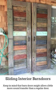 Interior Barndoors. Pallet Closet, Pallet Door, Pallet Projects Furniture, Wooden Pallet Furniture, Wooden Pallet Projects, Recycled Pallets, Pallet Crafts, Old Pallets, Wood Pallet Projects