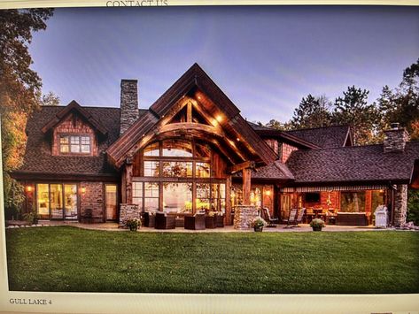 Lodge Style House Plans, Timber Frame Cottage, Lodge Exterior, Lodge Aesthetic, Log Homes Exterior, Lodge Style Home, Mountain Home Exterior, Gull Lake, Trout Lake