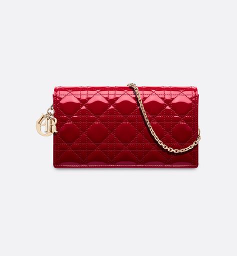 Lady Dior Pouch Cherry Red Patent Cannage Calfskin | DIOR Lady Dior Pouch, Dior Gift, Dior Pouch, Aries Bracelet, Dior Clutch, Christian Dior Fashion, Bag Women Fashion, Christian Dior Couture, Luxury Purses