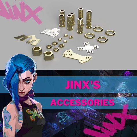 Jinx Boots Arcane, Jinx Arcane Outfit, Jinx Props, Jinx Finger, Jinx Accessories, Jinx Boots, Jinx Wig, Powder Cosplay, Jinx From Arcane