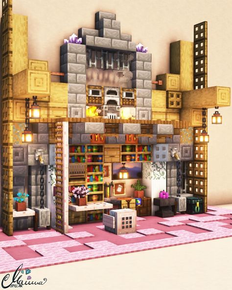 🌸Compact living interior 😉😄 I had a blast making this small and survival friendly interior. I feel like I haven’t given interior design enough time and effort lately. 🌸 . Built in creative mode just for the fun of it 🥰 . . #minecraft #minecraftsurvival #minecraftbuilds #minecraftbuild #minecraftideas #minecraftidea #minecraftpc #minecraftvanilla #minecrafters #minecrafter #minecraftonly #minecraftdaily #minecraftjava #minecraftinspiration #minecraftcreations #minecraftinterior #minecraftdeco... Minecraft Fairycore, Minecraft Blueprint, Mc Interior, Minecraft Bases, Minecraft Bday Party, Minecraft Ideas To Build, Desert Village, Anniversary Theme, Minecraft Bday