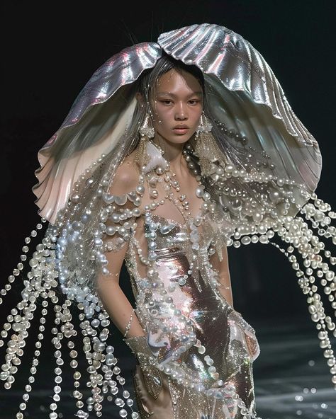 Gilded Tides ✨ Opulent Atlantis inspired beauty moment @ Fashion Week | Instagram Runway Fashion Couture, Mode Chanel, Mermaid Aesthetic, Mode Design, Mermaid Fashion, Fantasy Fashion, Costume Design, Couture Fashion, Pretty Dresses