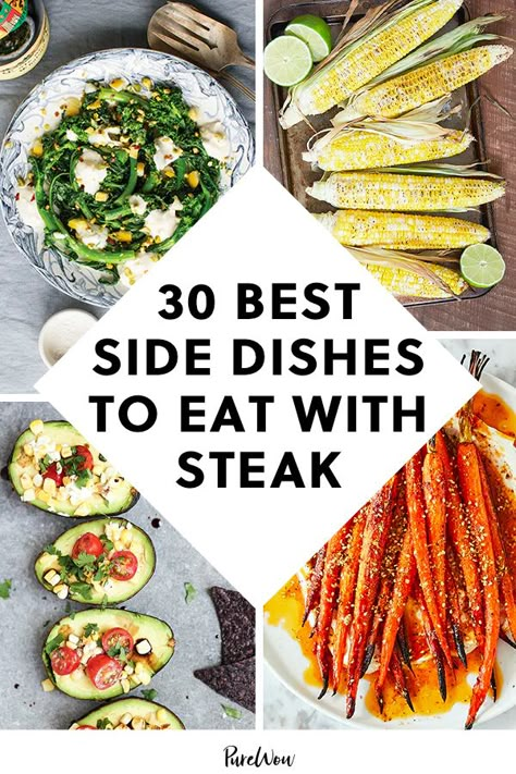 The 30 Best Side Dishes to Eat with Steak #purewow #food #recipe #meat #side dish Veggies For Steak Dinner, What To Make With Steak Sides, Sides Dishes With Steak, Best Steak Sides Dishes, Steak Tip Dinner Ideas, Steak Bites Side Dishes, What Goes With Steak Dinners, Sides For Flank Steak, Sides For Steak Bites