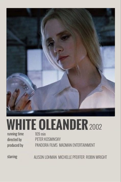 White Oleander Poster, White Oleander Aesthetic, Girlboss Movies, White Oleander Movie, 2002 Movies, Alison Lohman, White Oleander, Top Movies To Watch, Cinema Quotes