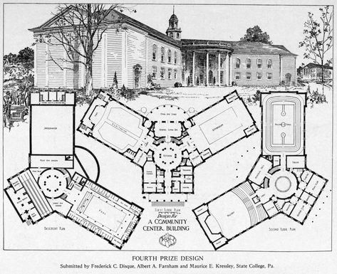 Design for a community center building | archimaps Simple Floor Plans, Building Design Plan, Wood Packaging, College Architecture, Architectural Design Studio, Setting Inspiration, Building Map, Community Halls, Youth Center