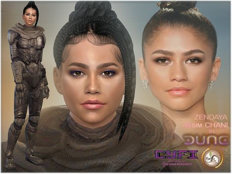 CyFi - SIM Zendaya as Chani [Dune] Sims 4 Zendaya, Chani Dune, Witcher Medallion, Cc Shoes, Paul Atreides, Sims 4 Cc Shoes, From Movie, Legally Blonde, Sims 4 Clothing