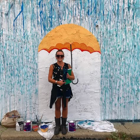 Interactive umbrella mural - work in progress. Interactive Wall Murals, Interactive Street Art, Selfie Mural Ideas, Interactive Mural Ideas, Art Mural Ideas, Selfie Wall Design, Mural Art Ideas, Interactive Decoration, Interactive Wall Art