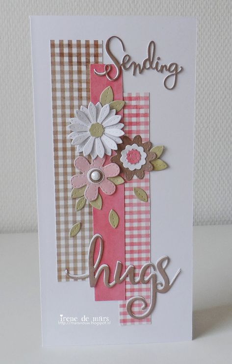 Slimline Cards, Homemade Greeting Cards, Birthday Card Craft, Hand Made Greeting Cards, Sending Hugs, Making Greeting Cards, Birthday Cards Diy, Stamping Up Cards, Get Well Cards