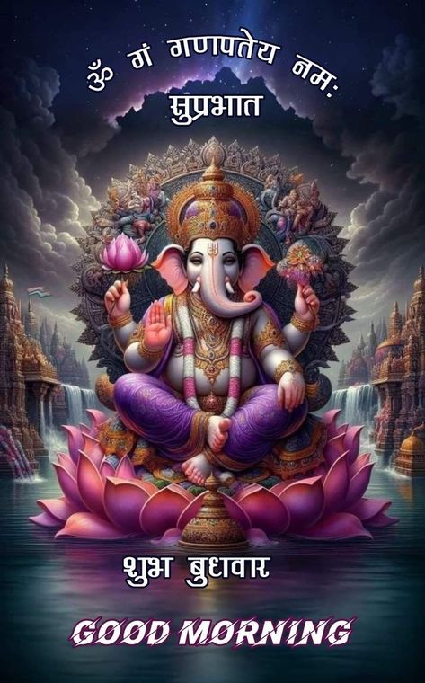 Jai Ganesh Good Morning, Lord Ganesha Good Morning, Katyani Devi, Happy Wednesday Morning, Morning Poems, Good Morning Meaningful Quotes, Jay Ganesh, Diwali Animation, गणेश जी