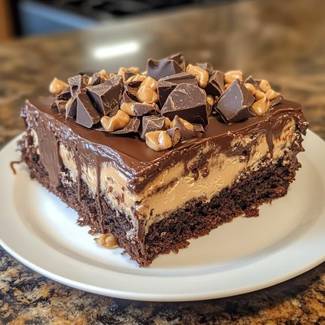 Rich and Irresistible Chocolate Peanut Butter Ooey Gooey Cake Apple Zucchini Bread, Ooey Gooey Cake, Taco Tuesday Recipes, Snickers Cake, Gooey Cake, German Chocolate Cake Mix, Butterfinger Candy, Cream Cheese Topping, Cake Cream