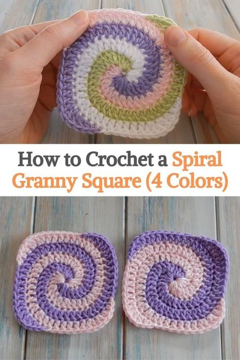 Spiral Crochet Pattern, Granny Square Pattern Free, Spiral Crochet, Crochet Project Ideas, Temperature Blanket, Granny Square Crochet Patterns Free, Granny Square Pattern, Square Crochet Pattern, Crochet Granny Square Blanket