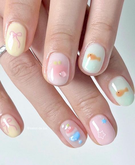 Cute Short Nails, Cute Simple Nails, Simple Gel Nails, Pretty Gel Nails, Really Cute Nails, Cute Gel Nails, Soft Nails, Kawaii Nails, Nails Desing