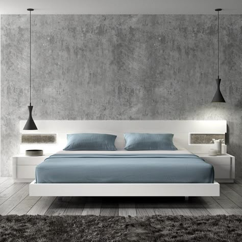 modern bedroom furniture Rustic Master, Lux Decor, Tv Lounge, Concrete Walls, Low Bed, Bed Design Modern, Master Room, Dekorasi Kamar Tidur, Physical Environment