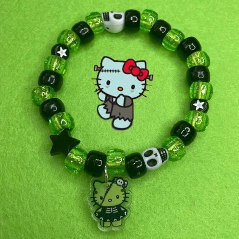 Monster Kandi, Hello Kitty Kandi, Scenecore Kandi, Scene Bracelets, Kandi Bracelets, Bracelet Ideas, Message Me, Handmade Bracelets, Body Jewelry