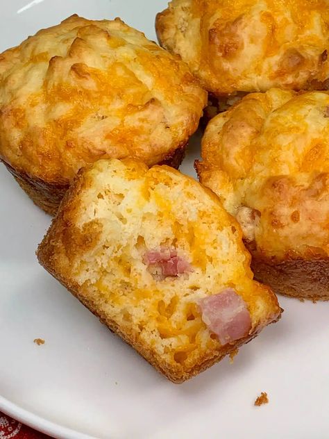 Ham and Cheese Muffins - Hot Rod's Recipes Ham And Cheese Muffins, Ham Breakfast, Bisquick Recipes, Cheese Baked, Savory Muffins, Cheese Puffs, Muffin Tin Recipes, Cheese Muffins, Easy Cinnamon