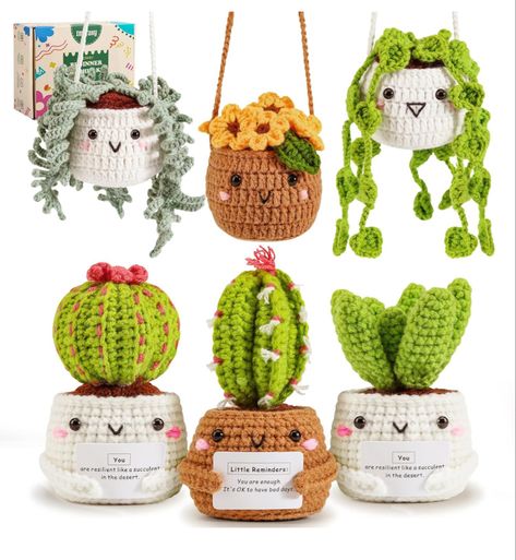 Great beginner craft! #ad #amazonaffiliatelink Hanging Potted Plants, Crochet Game, Plant Pot Diy, Diy Pots, Beginner Crochet, Crochet Diy, Knitting Kits, Crochet Kit, Pink Tulips