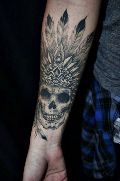 Headdress Tattoo, A Skull, Tattoo On, Headdress, Feathers, Tattoos