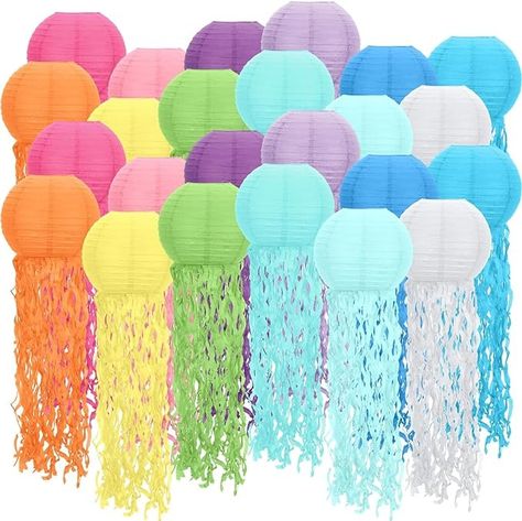 Retisee Set of 24 Multicolor Jellyfish Paper Lanterns Mermaid Sea Ocean Birthday Party Decorations Hanging Jelly Fish Decoration for Kids Classroom Birthday Party Baby Shower, 12 Colors - Amazon.com Jelly Fish Decoration, Ocean Birthday Party Decorations, Classroom Birthday Party, Decoration For Classroom, Ocean Theme Decorations, Fish Lanterns, Jellyfish Decorations, Mermaid Birthday Decorations, Mermaid Party Supplies