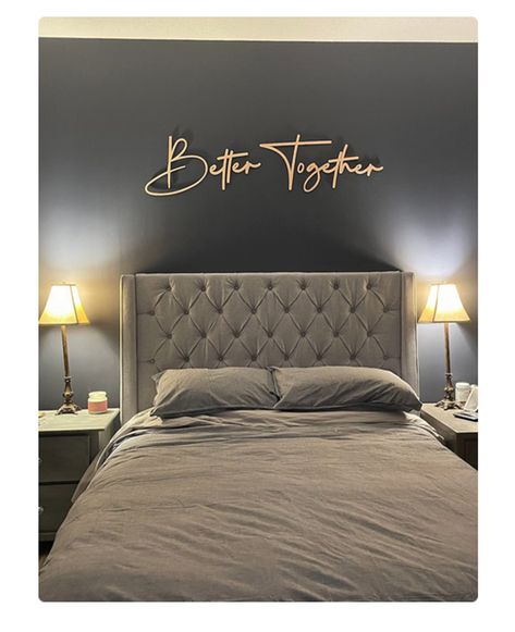 Over The Bed Wall Decor For Couples, Wall Art For Bedroom Above Bed, Headboard Decor Above The Bed, Mural Ideas Bedroom, Above Headboard Decor, Better Together Sign, Wall Mural Ideas, Behind Bed Wall Decor, Over The Bed Wall Decor