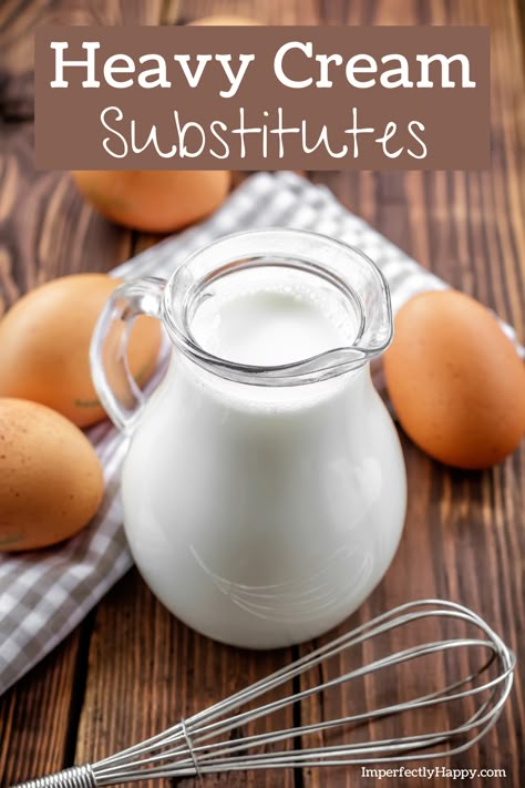 7 different heavy cream substitutes for recipes and more. Homemade Heavy Cream, Substitute For Heavy Cream, Heavy Cream Substitute, Cream Substitute, Heavy Cream Recipes, Cooking Substitutes, Broiled Chicken Breast, Cooking Substitutions, Cheesy Chicken Broccoli